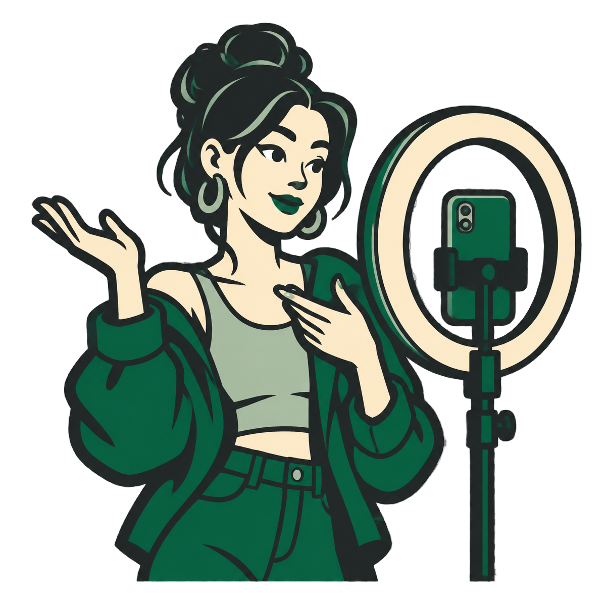 Illustration of a content creator filming a video for a brand campaign