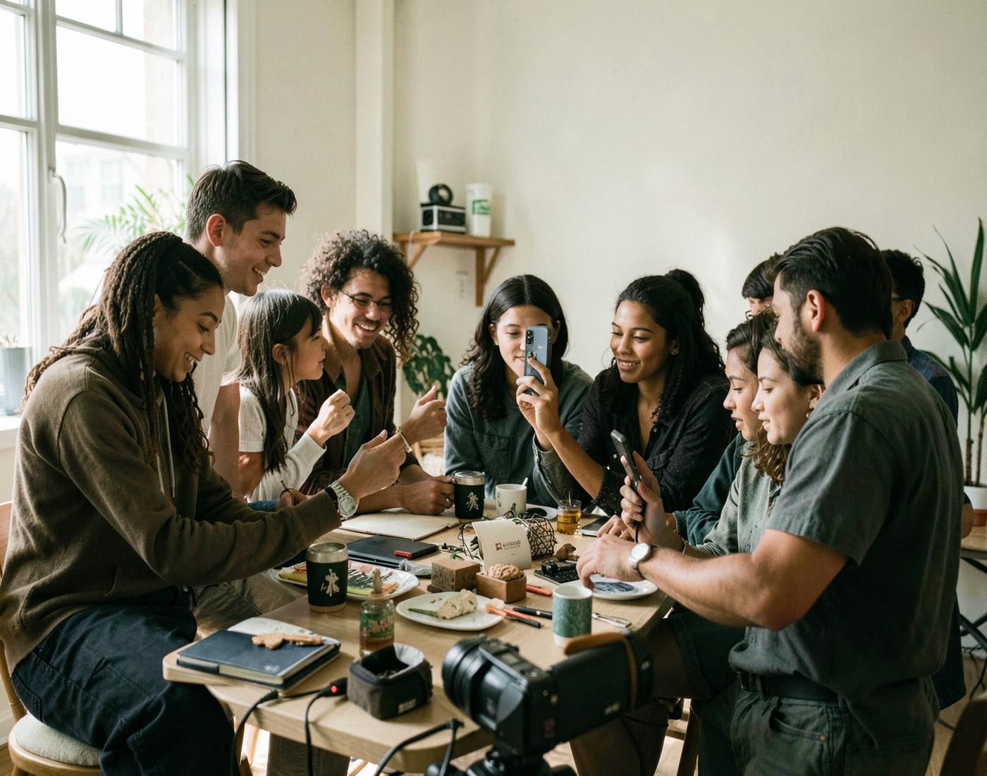 Content creators collaborating on a social media campaign