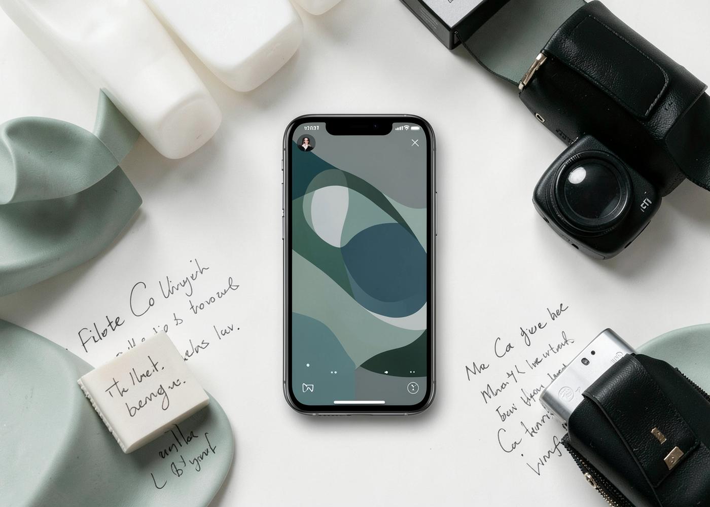 Creator marketing campaign setup with a smartphone and featured products